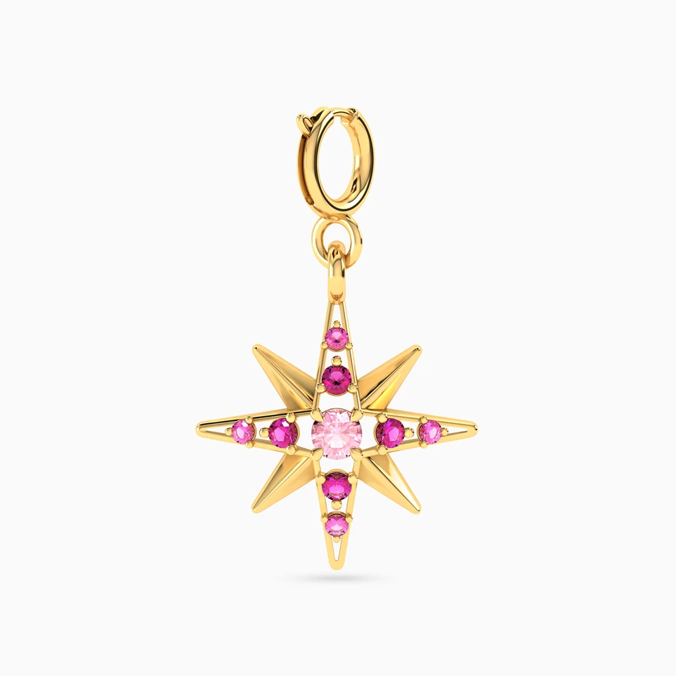 Star Rose Stone Charm in 18K Gold - 2 Star Rose Stone Charm in 18K Gold - 2