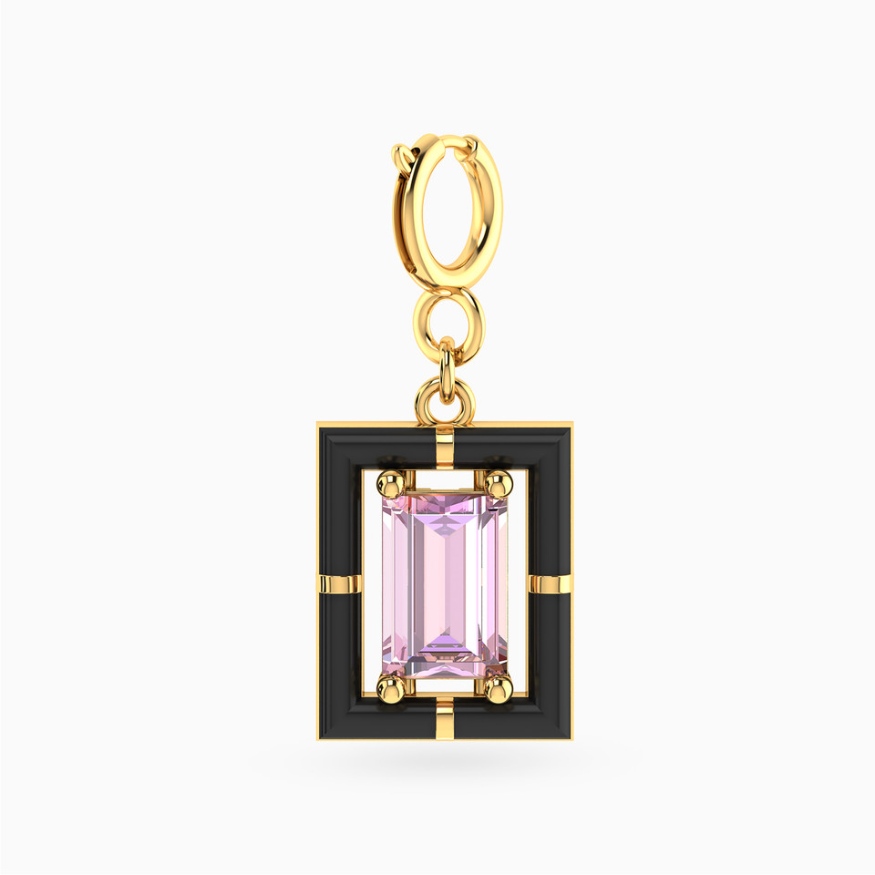 Rectangle Enamel Coated Charm in 18K Gold - 2 Rectangle Enamel Coated Charm in 18K Gold - 2