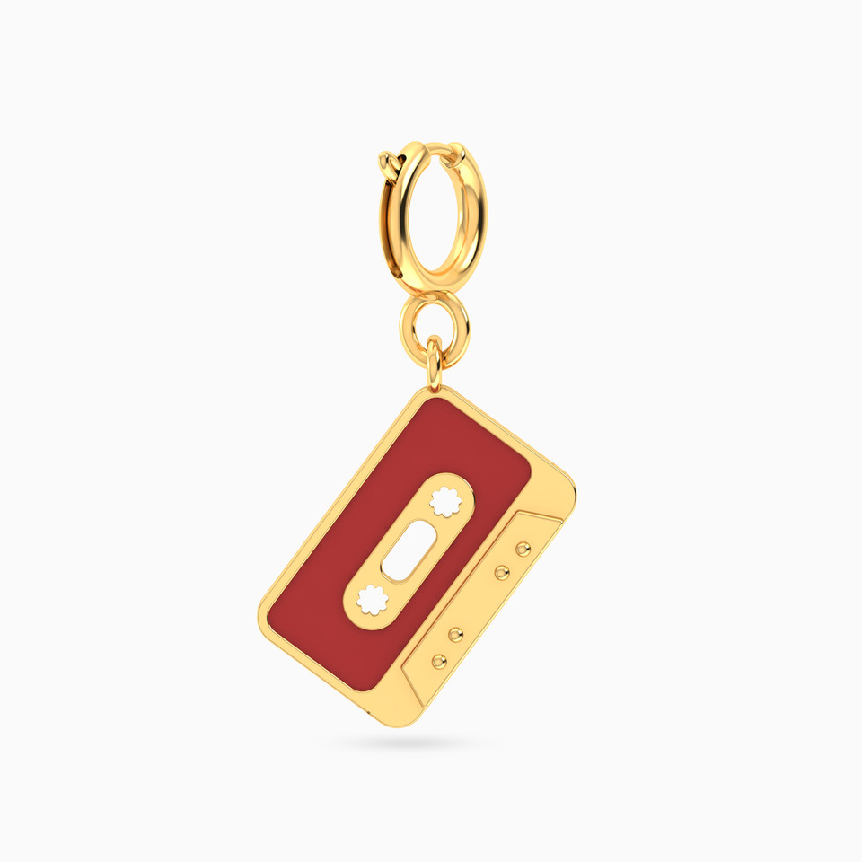 Cassette tape Enamel Coated Charm in 18K Gold - 2 Cassette tape Enamel Coated Charm in 18K Gold - 2