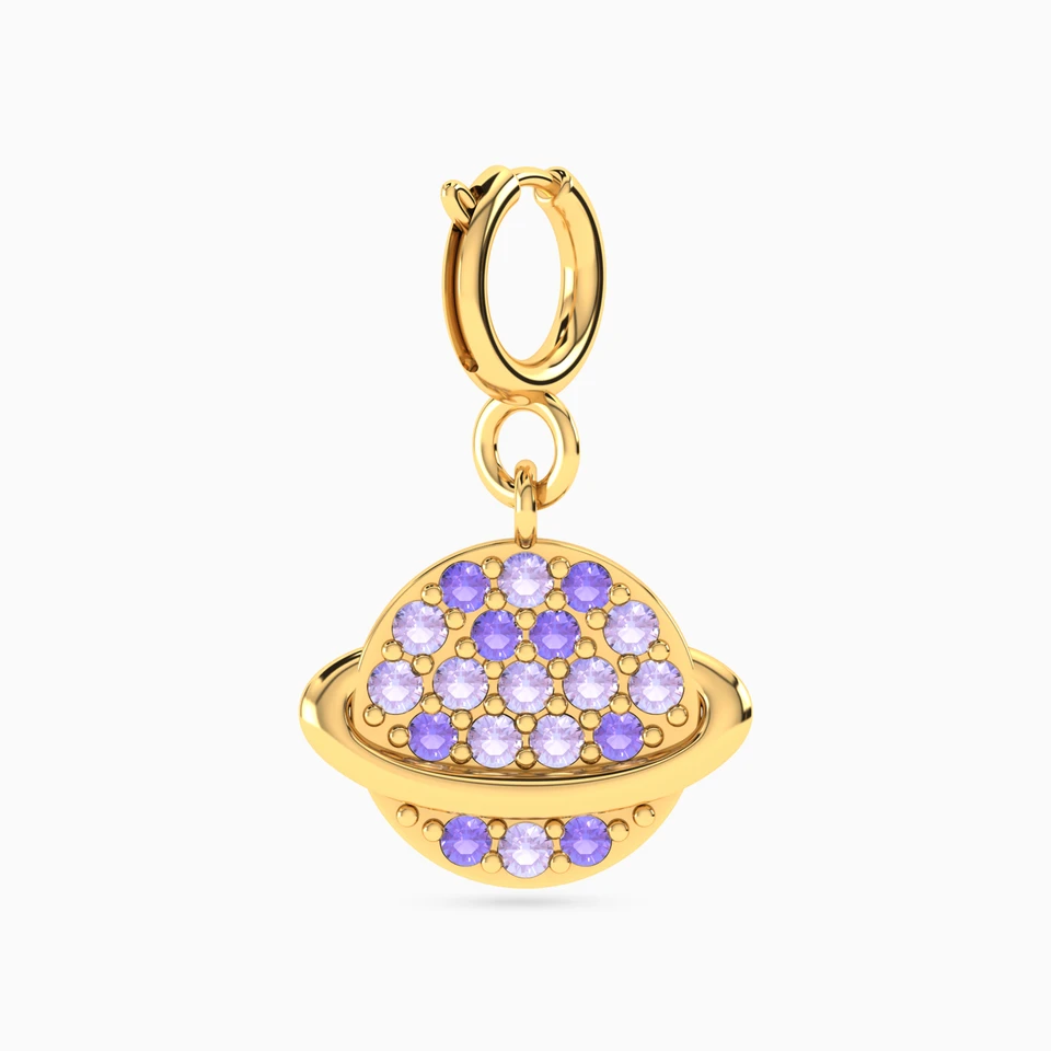 Saturn Purple Stone Charm in 18K Gold - 2 Saturn Purple Stone Charm in 18K Gold - 2