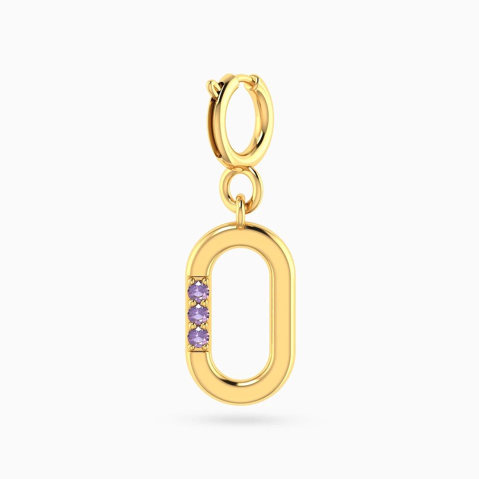 Oval Purple Stone Charm in 18K Gold - 2 Oval Purple Stone Charm in 18K Gold - 2