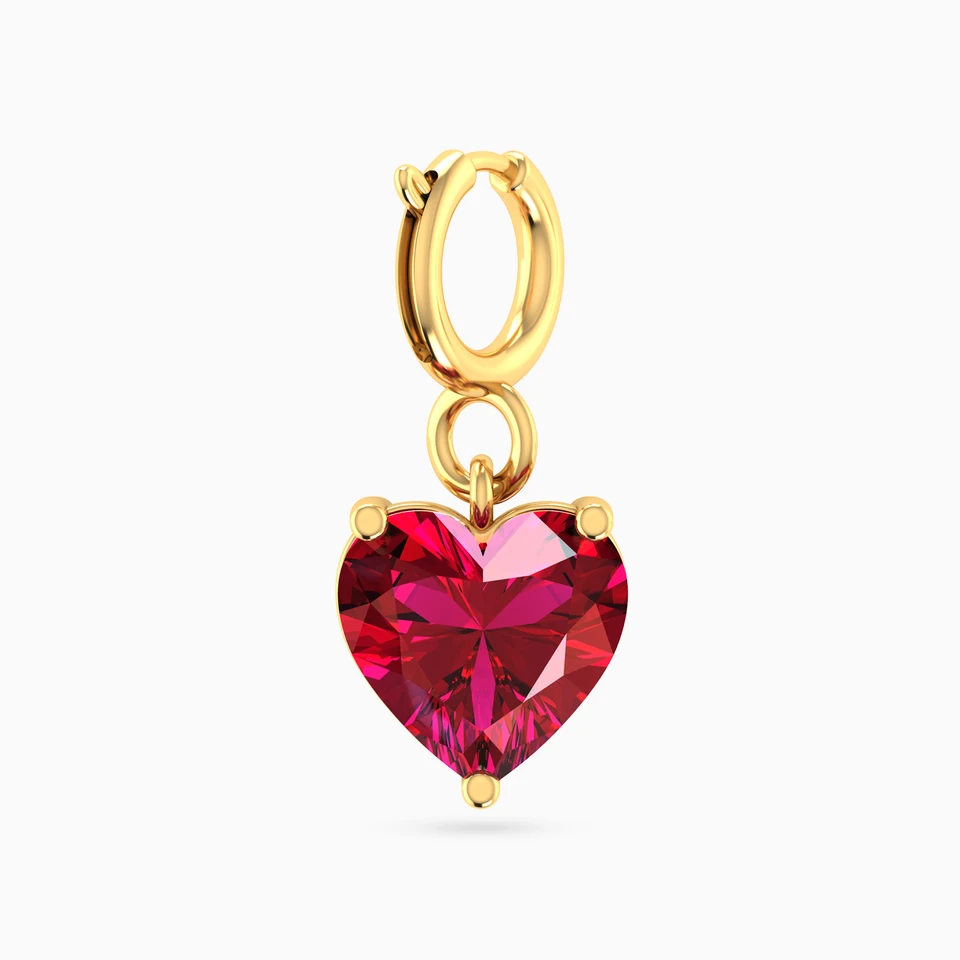 Heart Colored Stone Charm in 18K Gold - 2 Heart Colored Stone Charm in 18K Gold - 2