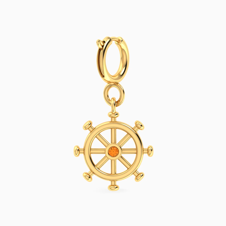 Helm Orange Stone Charm in 18K Gold - 2 Helm Orange Stone Charm in 18K Gold - 2
