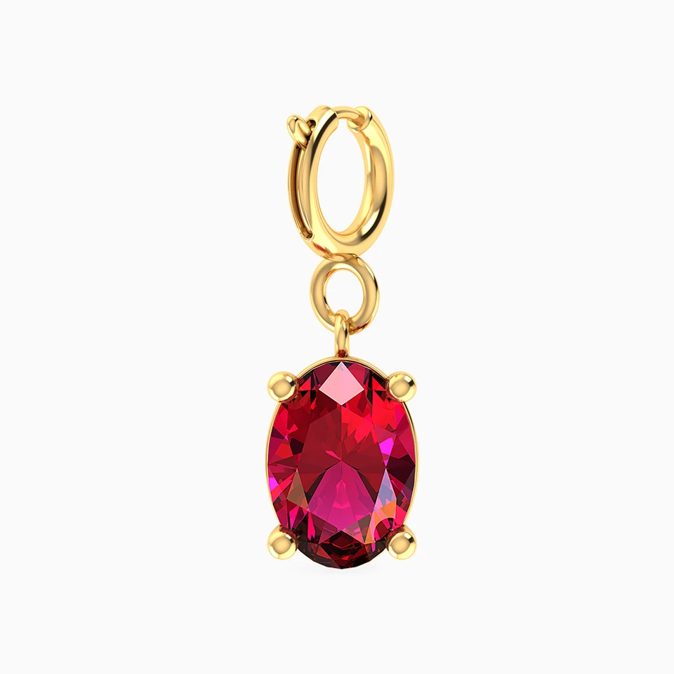 Oval Rose Stone Charm in 18K Gold - 2 Oval Rose Stone Charm in 18K Gold - 2