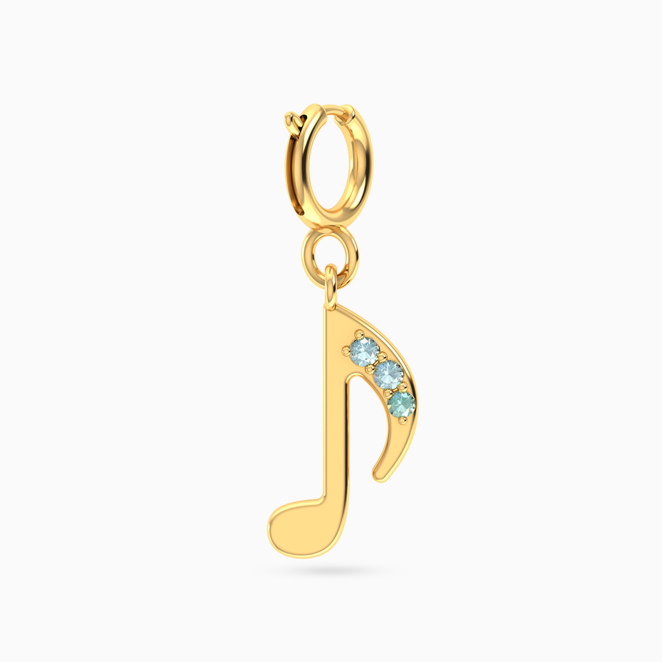 Music Note Colored Stones Charm in 18K Gold - 2 Music Note Colored Stones Charm in 18K Gold - 2