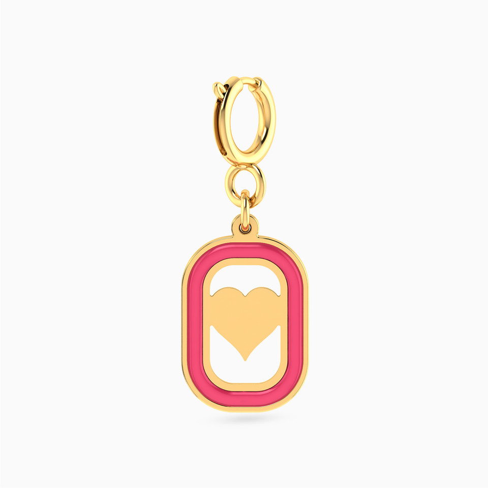 Heart Enamel Coated Charm in 18K Gold - 2 Heart Enamel Coated Charm in 18K Gold - 2