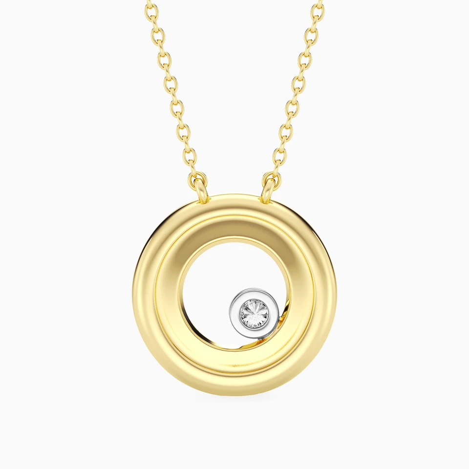 Circle Lab Grown Diamonds Gold Plated Necklace Circle Lab Grown Diamonds Gold Plated Necklace