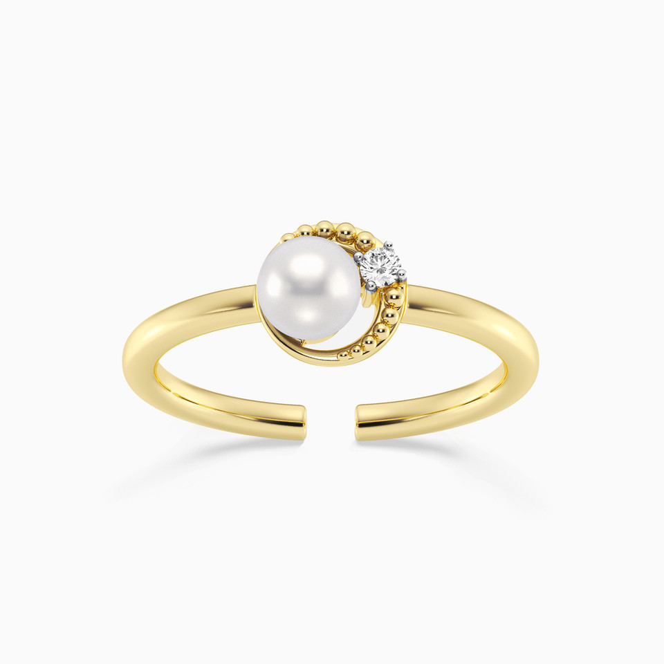 Circle Lab Grown Diamonds & Pearl Gold Plated Ring Circle Lab Grown Diamonds & Pearl Gold Plated Ring