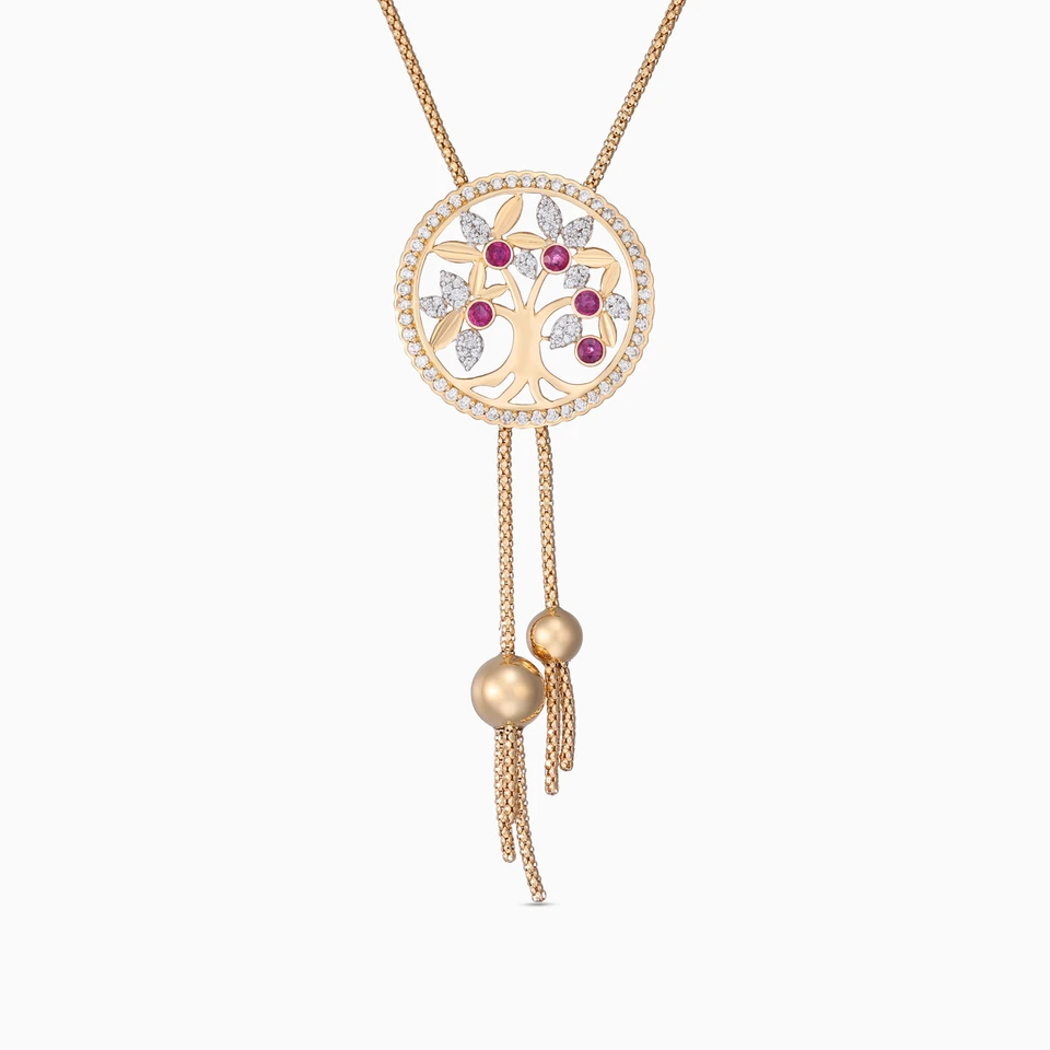 Dreamcatcher Diamond & Rose Stone Necklace in 18K Gold Dreamcatcher Diamond & Rose Stone Necklace in 18K Gold