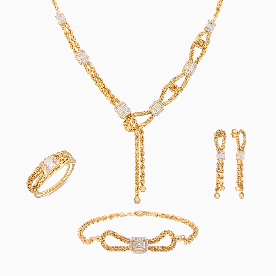 Cubic Zirconia Jewelry Set in 21K Gold (4 Pieces) Cubic Zirconia Jewelry Set in 21K Gold (4 Pieces)