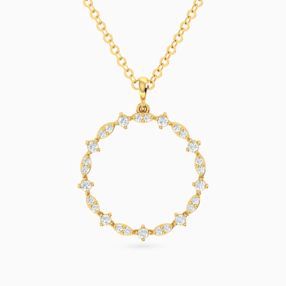 Circular Cubic Zirconia Necklace in 18K Gold Circular Cubic Zirconia Necklace in 18K Gold