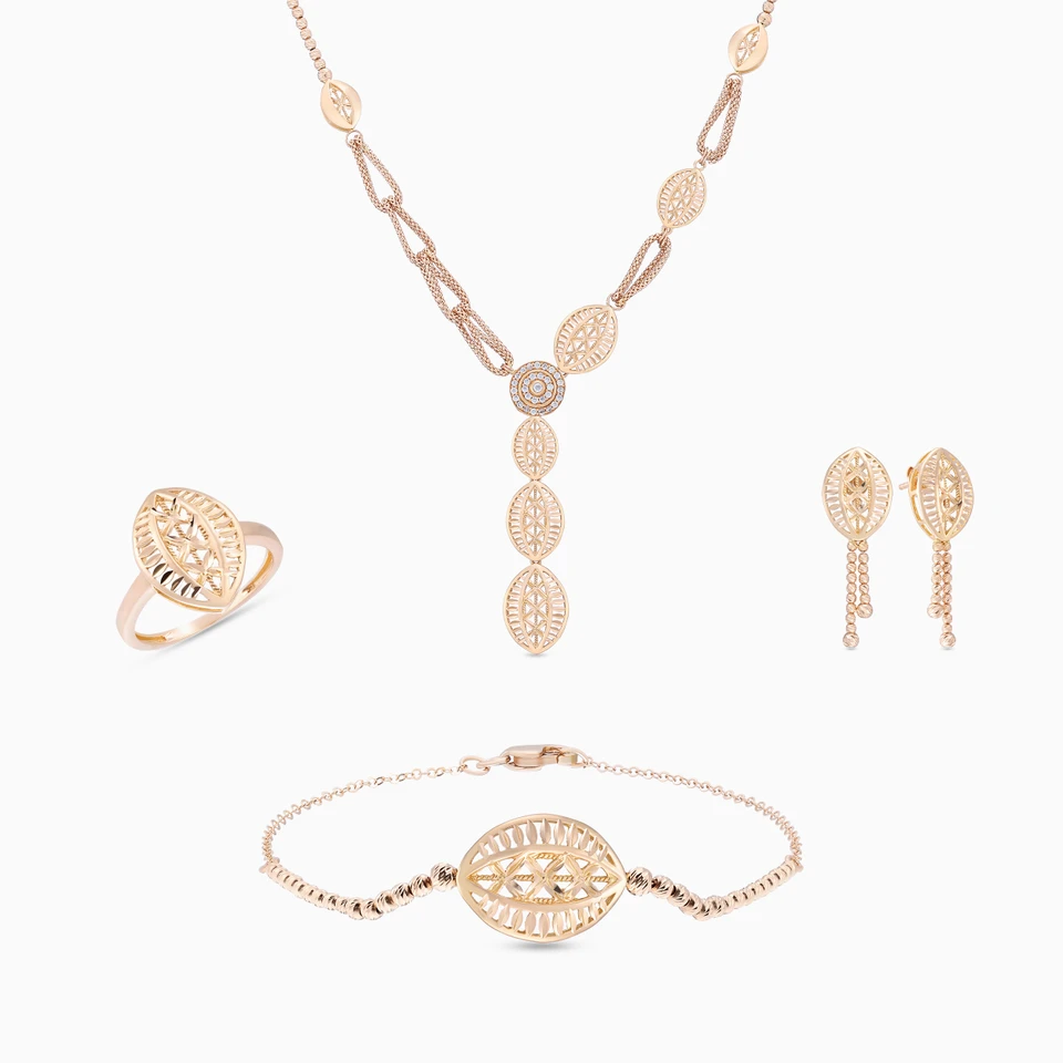 Cubic Zirconia Jewelry Set in 21K Gold (4 Pieces) Cubic Zirconia Jewelry Set in 21K Gold (4 Pieces)