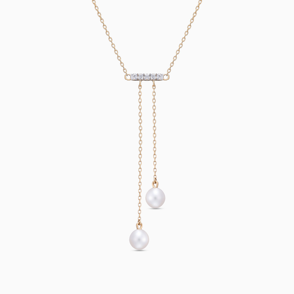 Tassel Diamond & Pearl Necklace in 18K Gold Tassel Diamond & Pearl Necklace in 18K Gold
