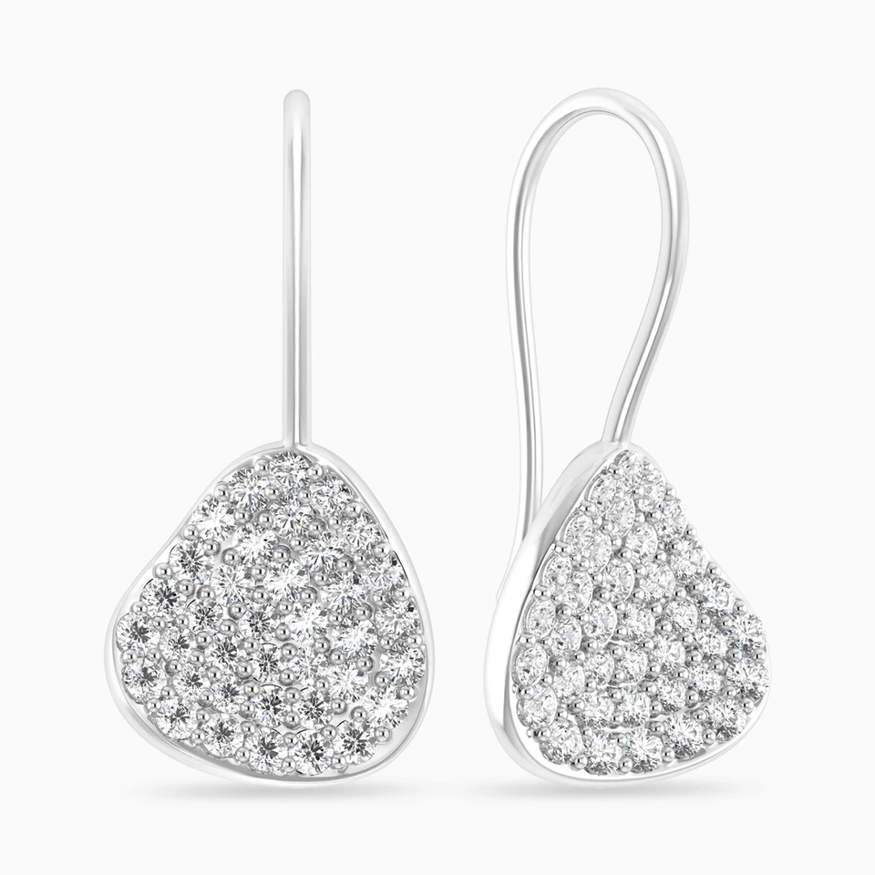 Triangle Diamond Drop Earrings in 18K Gold - 2 Triangle Diamond Drop Earrings in 18K Gold - 2