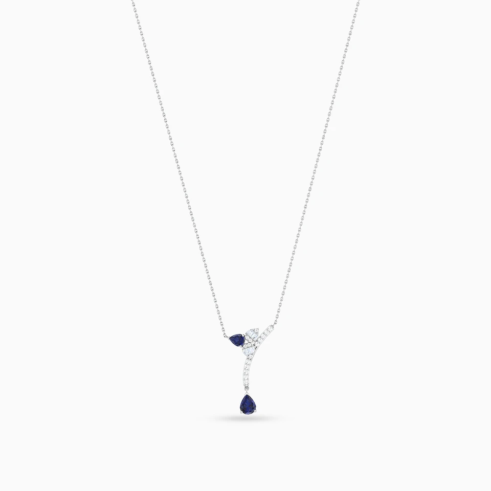 Diamonds & Blue Stone Necklace in 18K Gold Diamonds & Blue Stone Necklace in 18K Gold