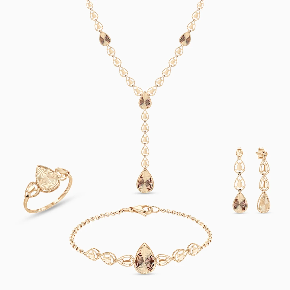 Multishaped Enamel Coated Jewelry Set in 21K Gold Multishaped Enamel Coated Jewelry Set in 21K Gold
