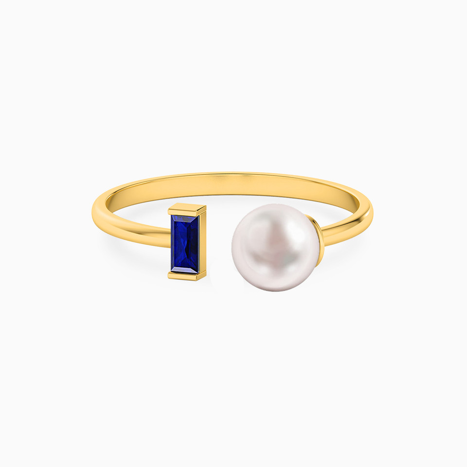 Colored Stone & Pearl Open Ring in 18K Gold Colored Stone & Pearl Open Ring in 18K Gold