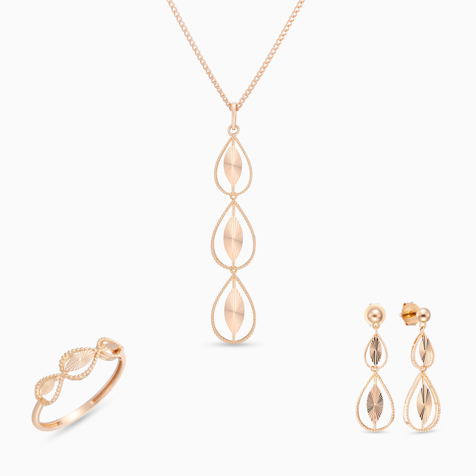 Pear Shaped Jewelry Set in 21K Gold (3 Pieces) Pear Shaped Jewelry Set in 21K Gold (3 Pieces)