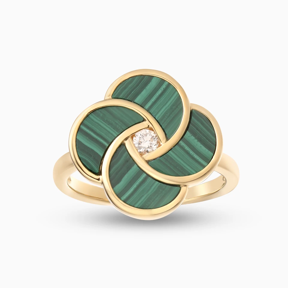 Flower Diamond & Enamel Coated Ring in 18K Gold - 2 Flower Diamond & Enamel Coated Ring in 18K Gold - 2