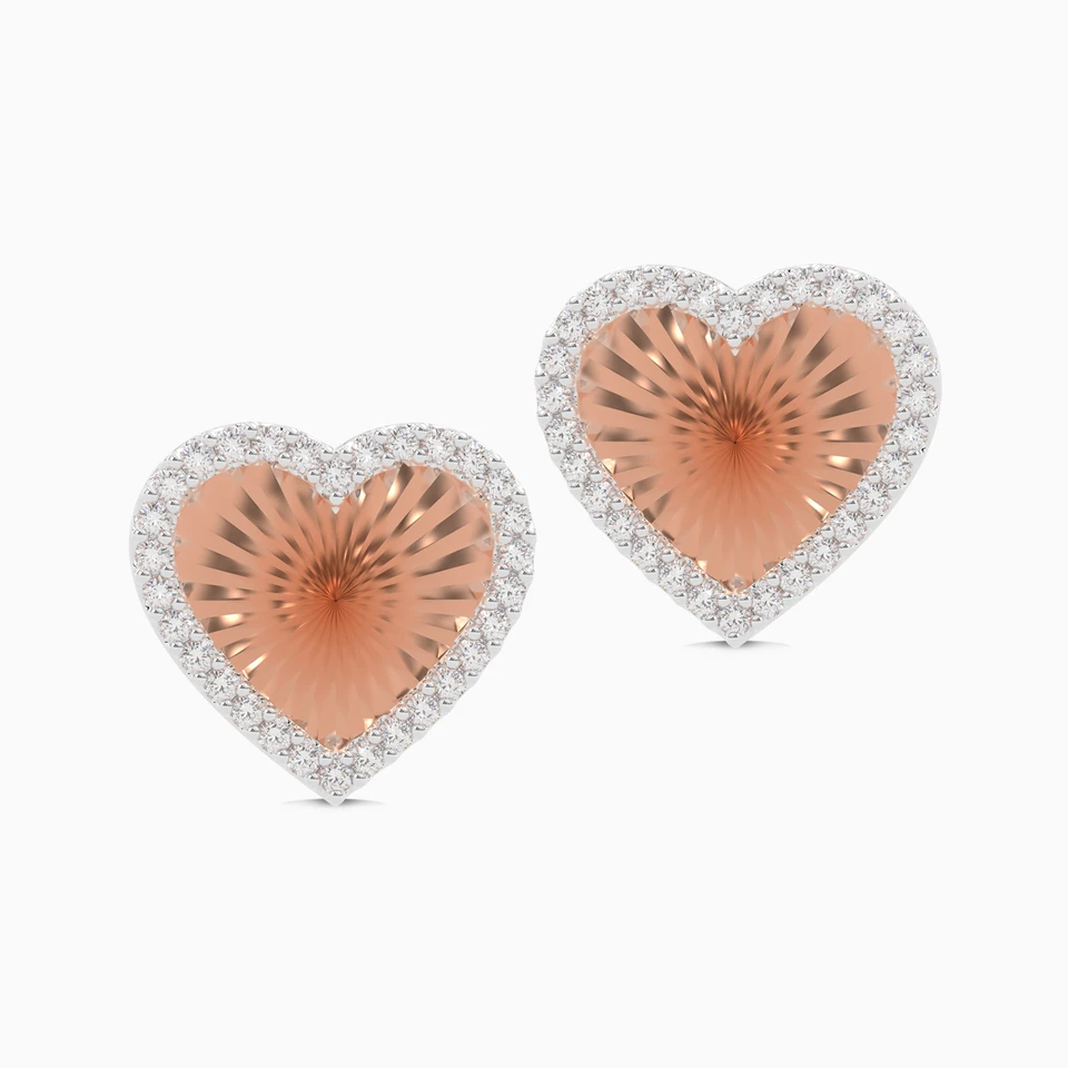 Heart Diamond Stud Earrings in 18K Gold - 2 Heart Diamond Stud Earrings in 18K Gold - 2