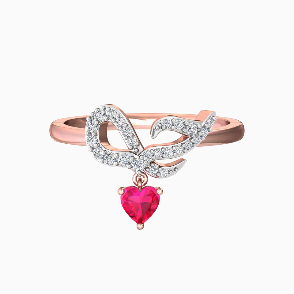 "Love" Diamond Ring in 18K Gold - 2 "Love" Diamond Ring in 18K Gold - 2