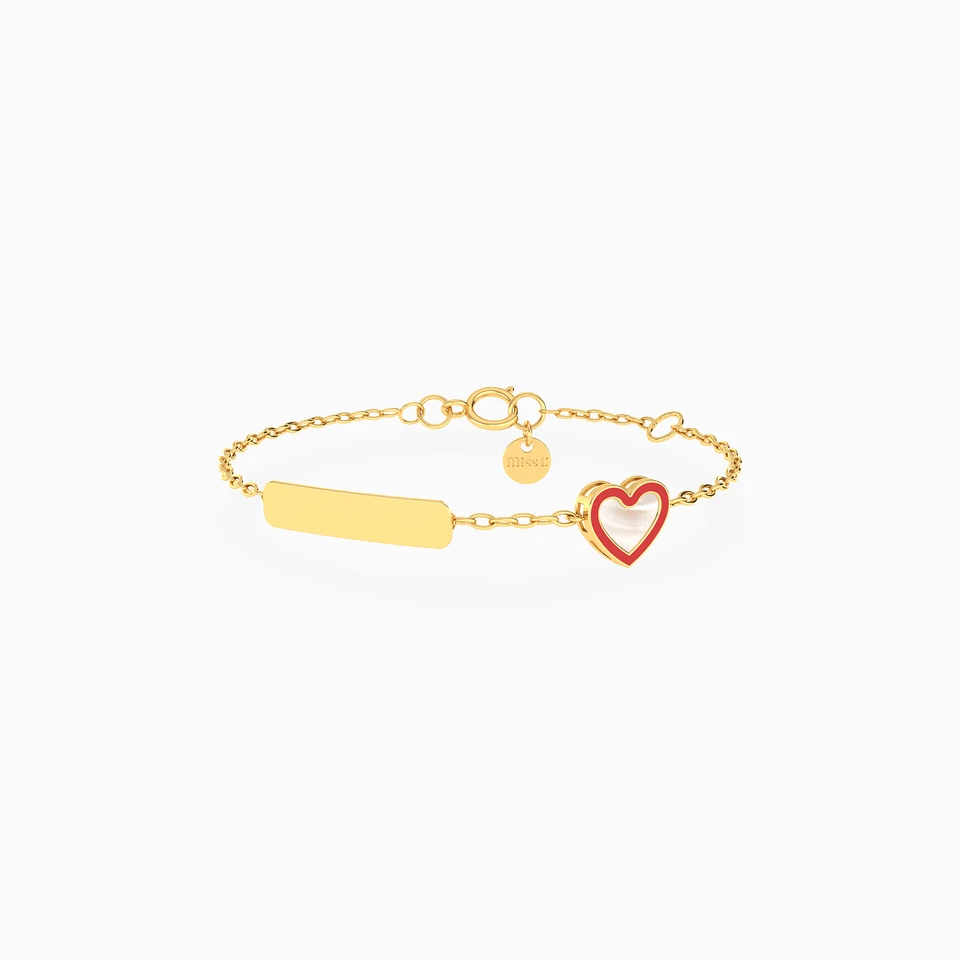 Kids Enamel Coated Heart Chain Bracelet in 18k Gold Kids Enamel Coated Heart Chain Bracelet in 18k Gold