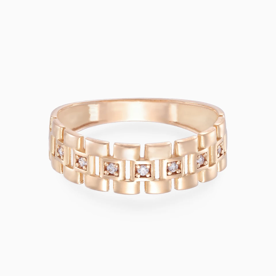 Chain Cubic Zirconia Ring in 21K Gold Chain Cubic Zirconia Ring in 21K Gold