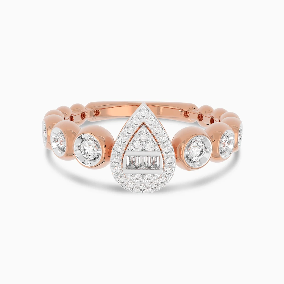 Pear Diamond Ring in 18K Gold - 2 Pear Diamond Ring in 18K Gold - 2