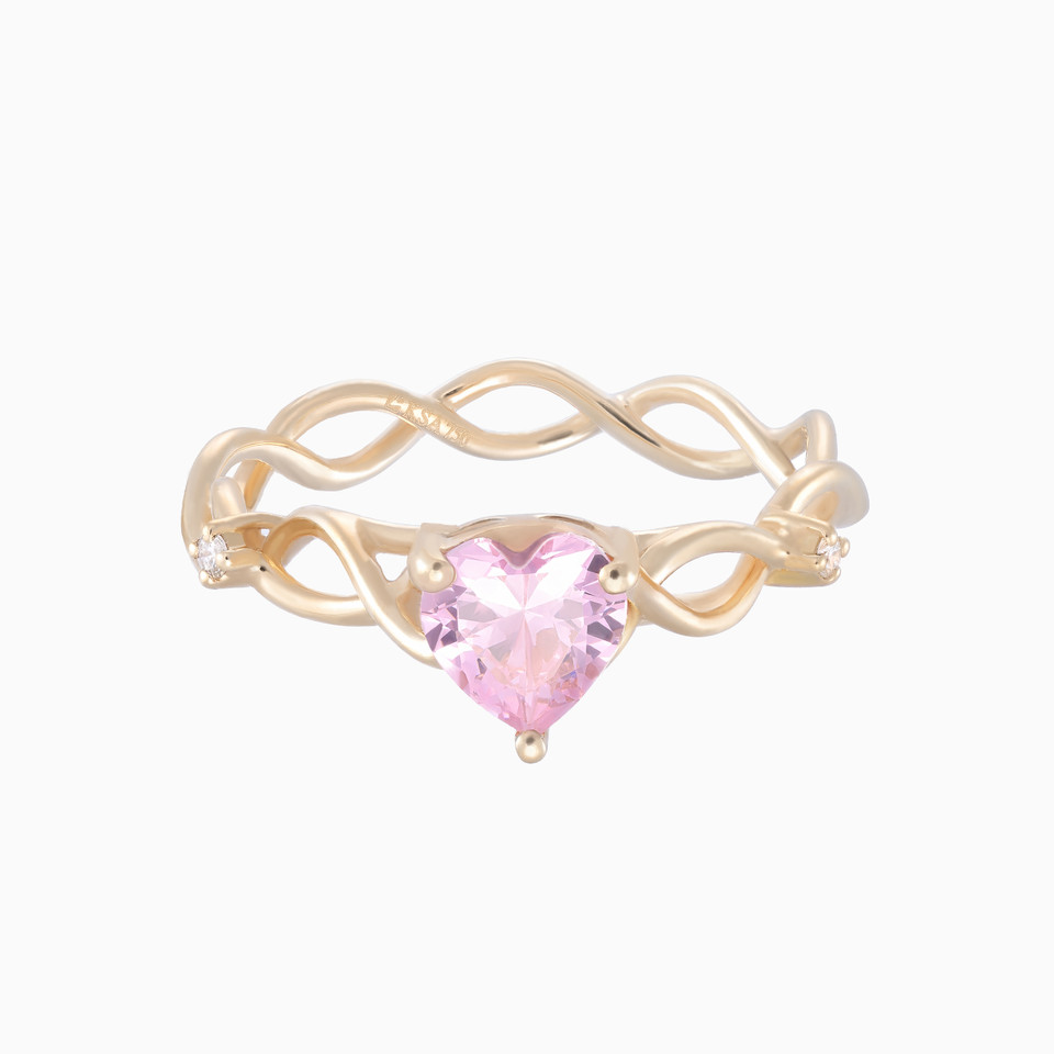 Heart Diamond & Pink Stone Ring in 18K Gold Heart Diamond & Pink Stone Ring in 18K Gold