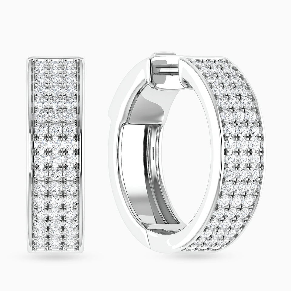 Diamond Hoop Earrings In 18K Gold - 2 Diamond Hoop Earrings In 18K Gold - 2
