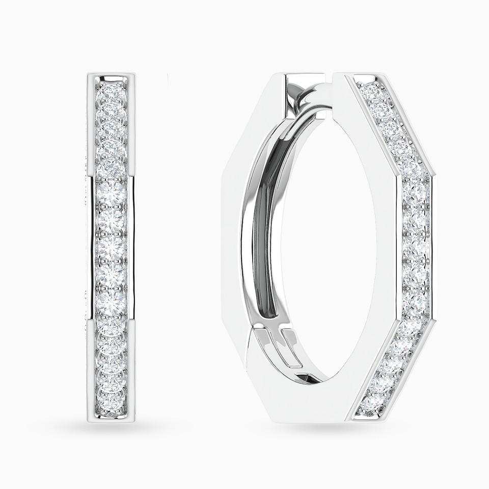 Diamond Hoop Earrings In 18K Gold - 2 Diamond Hoop Earrings In 18K Gold - 2