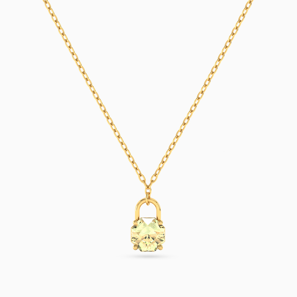 Lock Clear Stone Necklace In 18K Gold Lock Clear Stone Necklace In 18K Gold