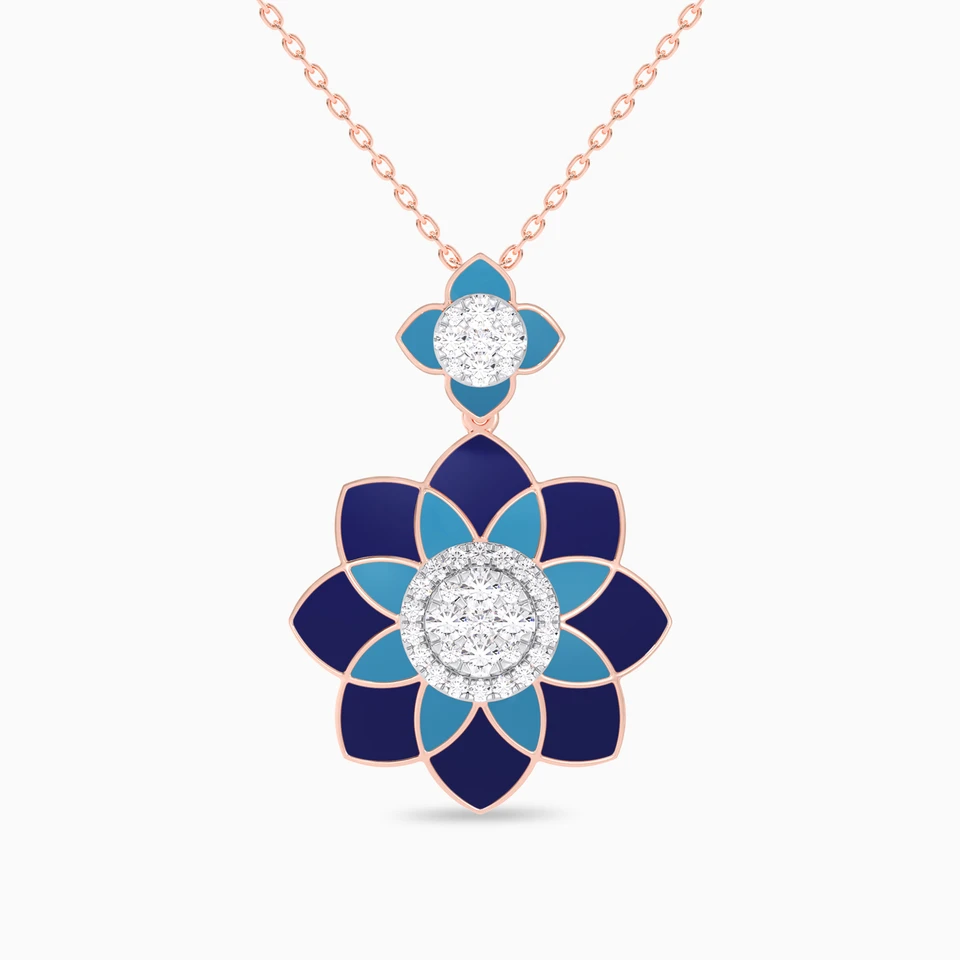 Enamel Coating & Diamond Necklace In 18K Gold Enamel Coating & Diamond Necklace In 18K Gold