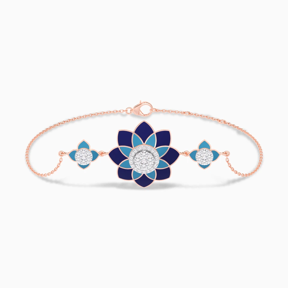 Enamel Coating & Diamond Chain Bracelet In 18K Gold - 2 Enamel Coating & Diamond Chain Bracelet In 18K Gold - 2