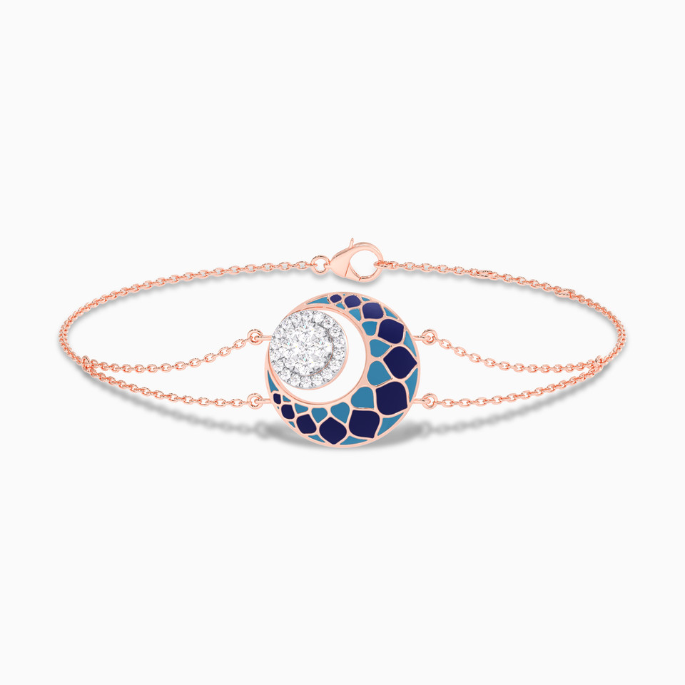 Enamel Coating & Diamond Chain Bracelet In 18K Gold - 2 Enamel Coating & Diamond Chain Bracelet In 18K Gold - 2