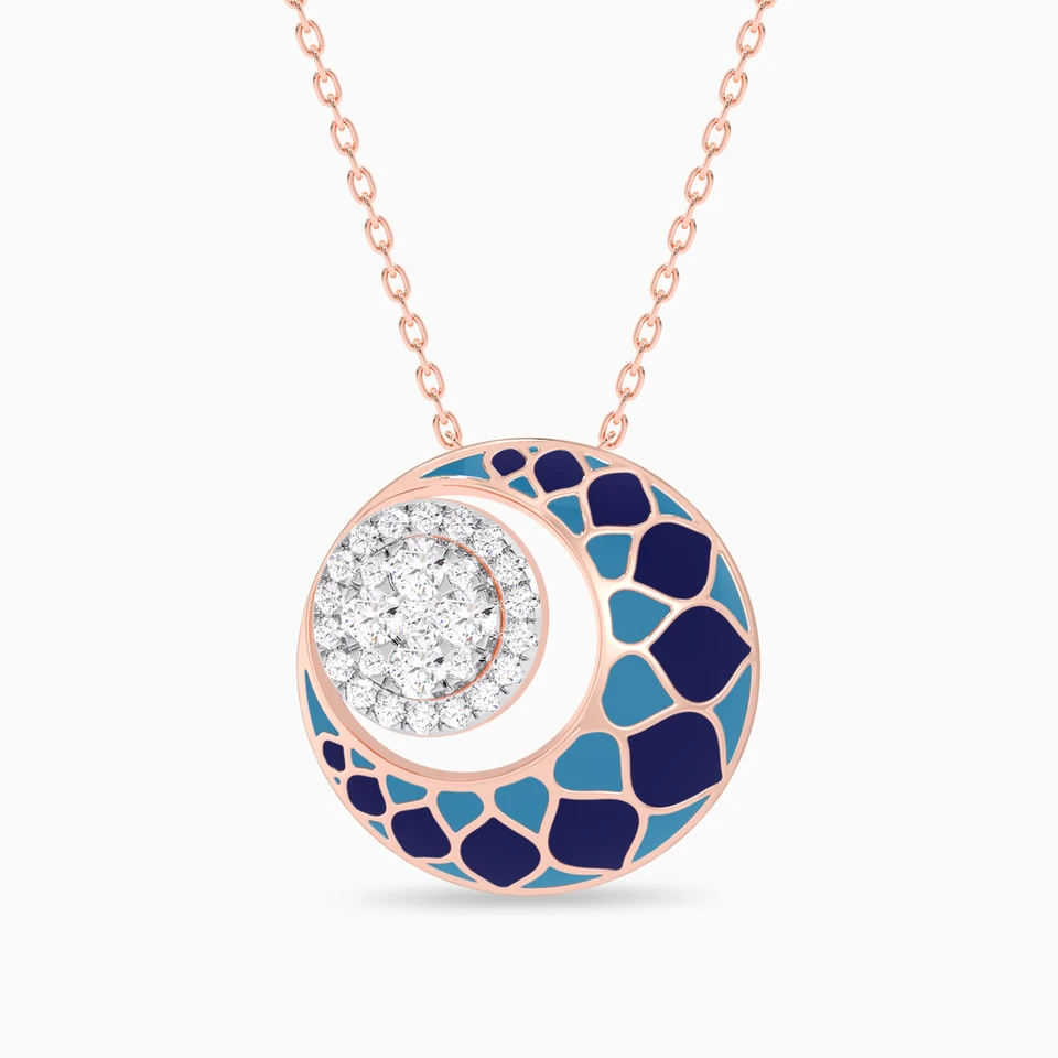 Enamel Coating & Diamond Necklace In 18K Gold Enamel Coating & Diamond Necklace In 18K Gold