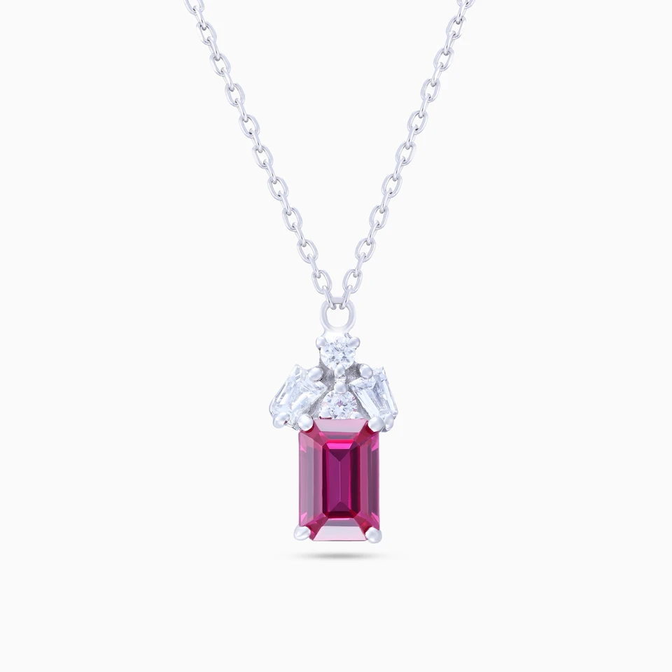 Diamonds & Red Stone Necklace in 18k Gold Diamonds & Red Stone Necklace in 18k Gold