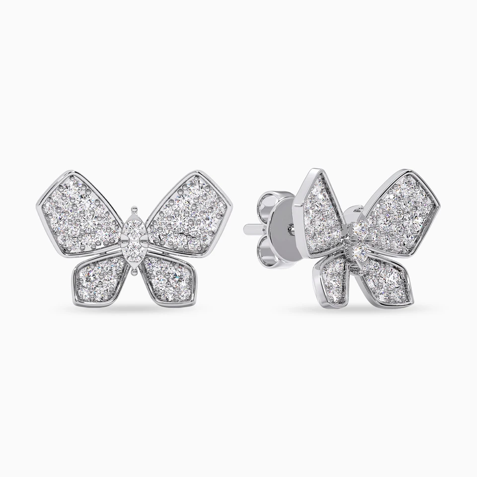 Butterfly Diamond Earrings in 18K Gold - 2 Butterfly Diamond Earrings in 18K Gold - 2