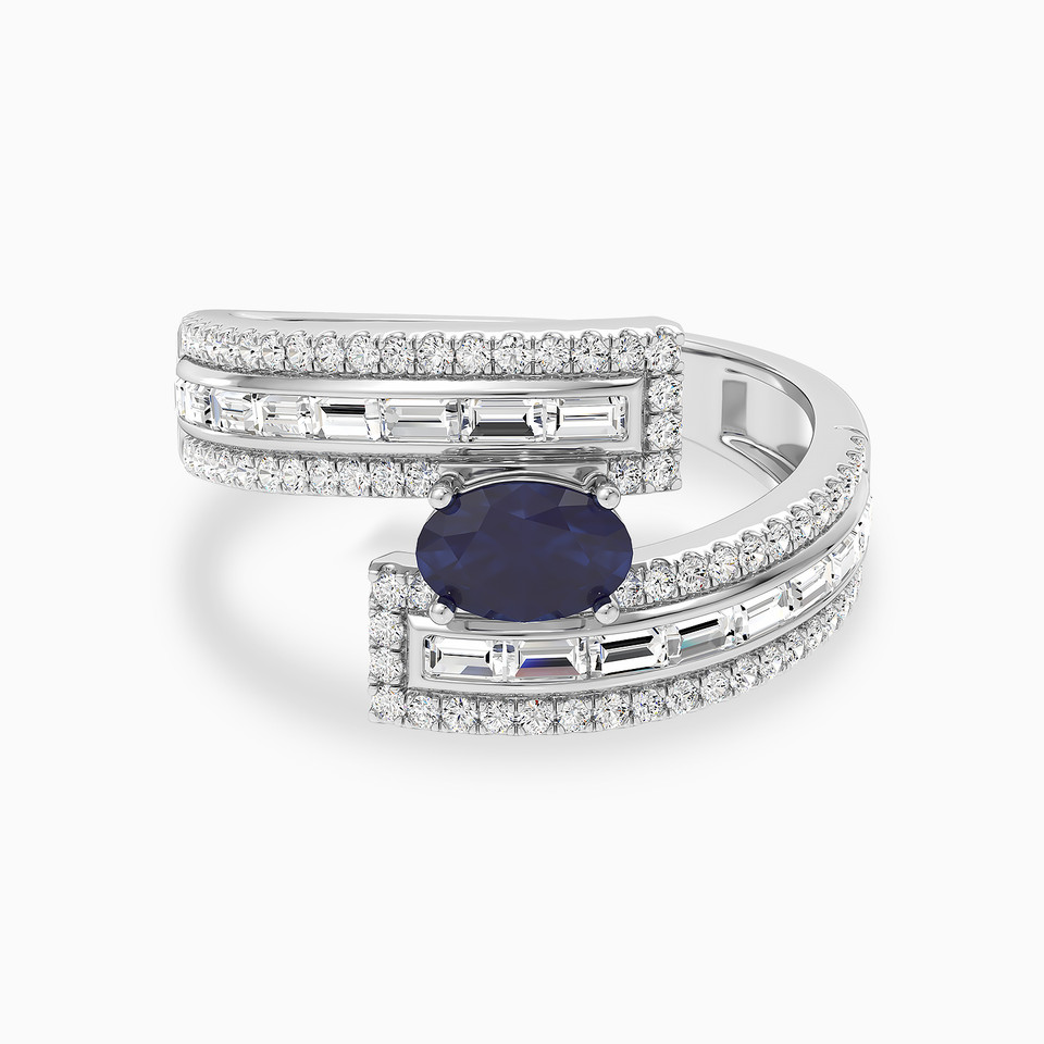 Blue Stone & Diamond Ring in 18K Gold - 2 Blue Stone & Diamond Ring in 18K Gold - 2