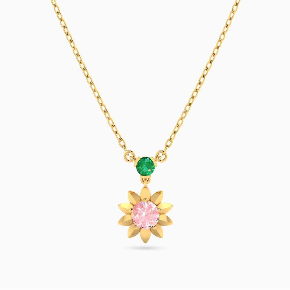 Flower Colored Stones Necklace in 18K Gold Flower Colored Stones Necklace in 18K Gold
