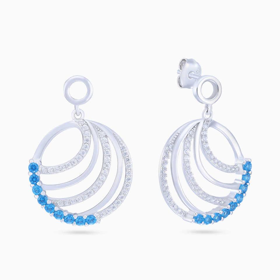 Waves Colored Stones Sterling Silver Drop Earrings Waves Colored Stones Sterling Silver Drop Earrings