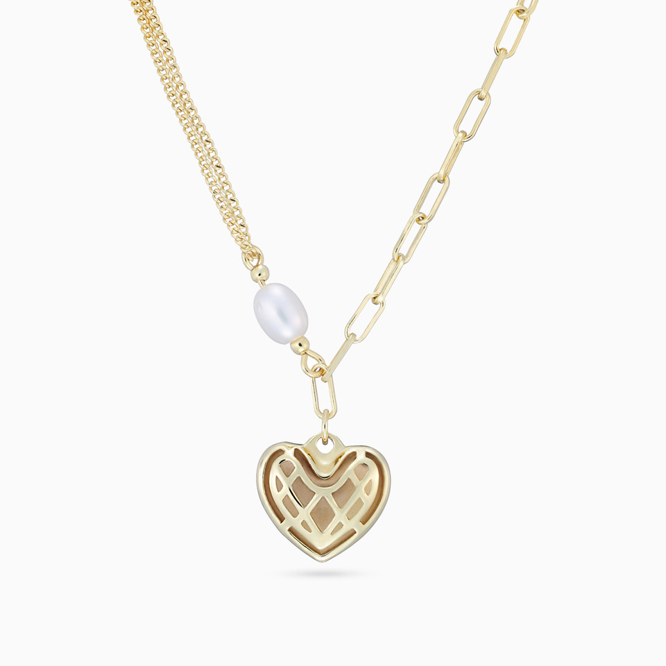 Heart Pearl Gold Plated Necklace | L'azurde KSA