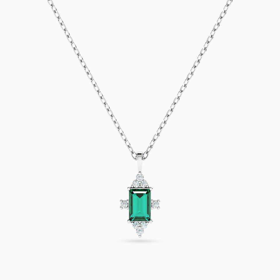 Diamonds & Green Stone Necklace in 18k Gold Diamonds & Green Stone Necklace in 18k Gold