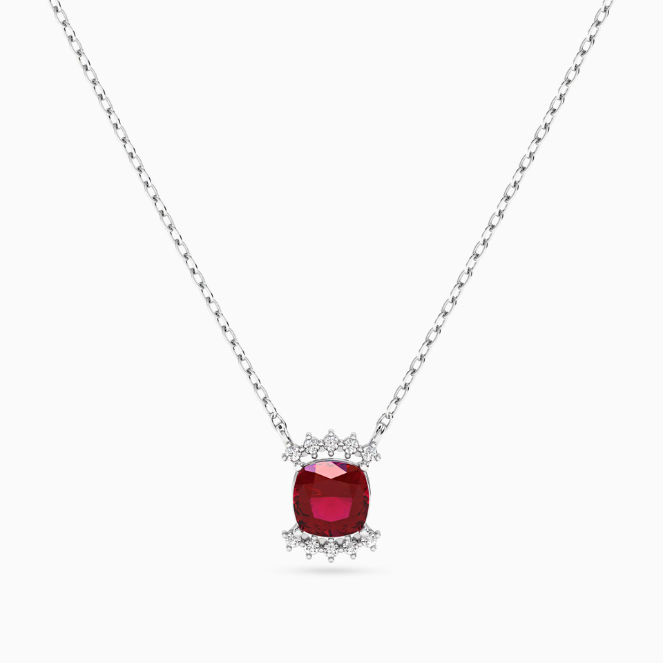 Diamonds & Red Stone Necklace in 18k Gold Diamonds & Red Stone Necklace in 18k Gold