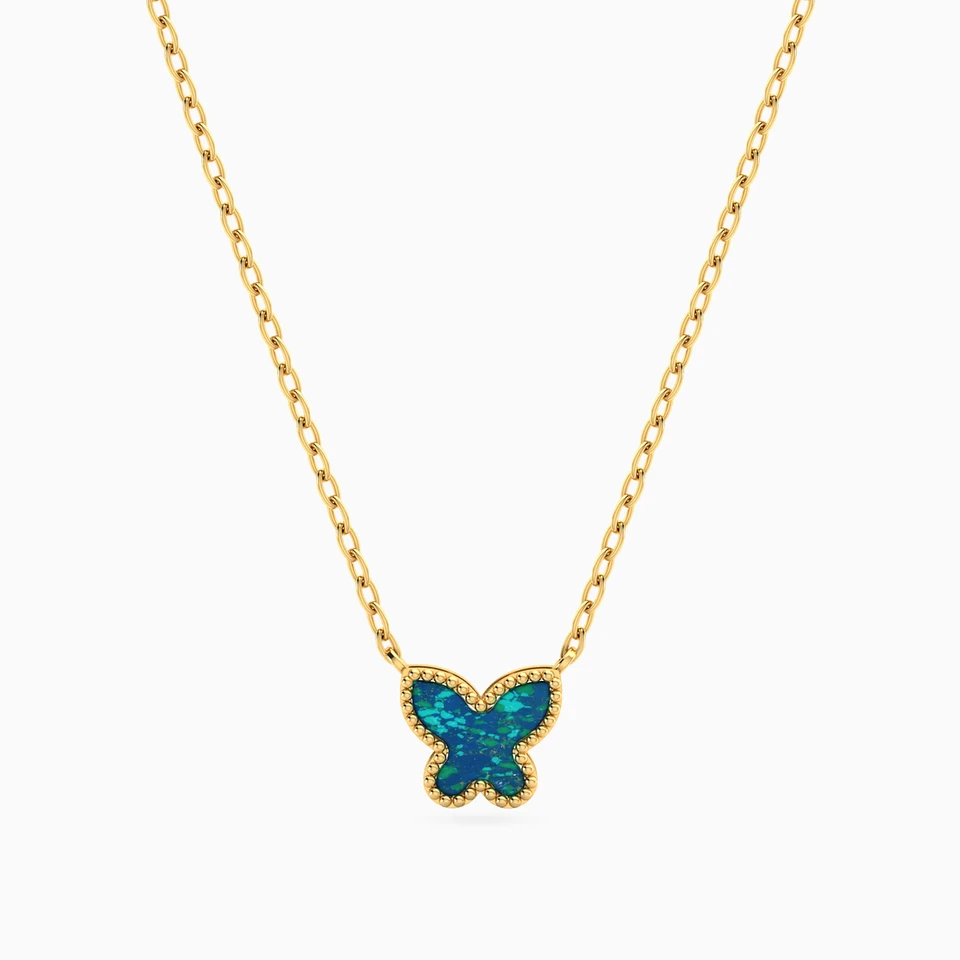 Kids Butterfly Blue Stone Necklace in 18K Gold Kids Butterfly Blue Stone Necklace in 18K Gold