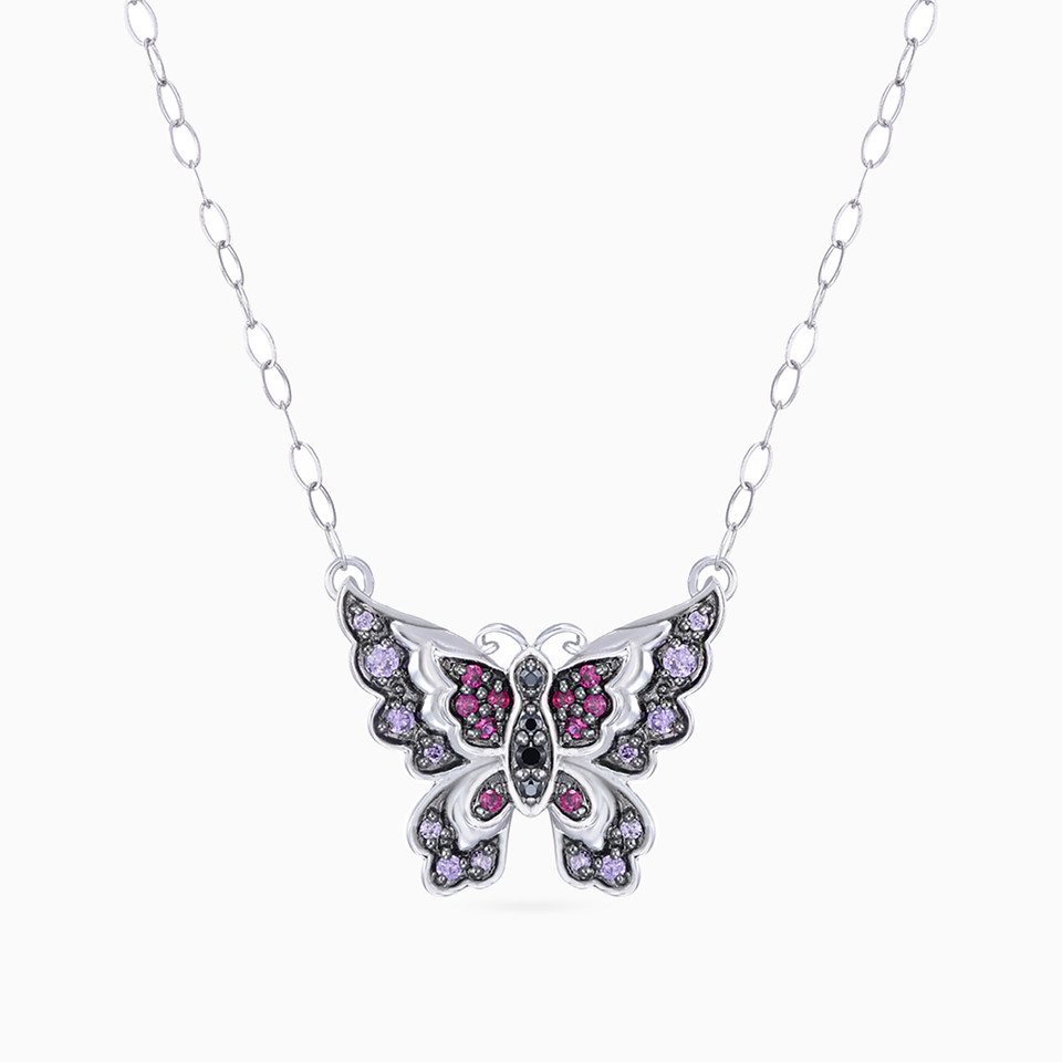 Butterfly Colored Stones Necklace in 18K Gold Butterfly Colored Stones Necklace in 18K Gold
