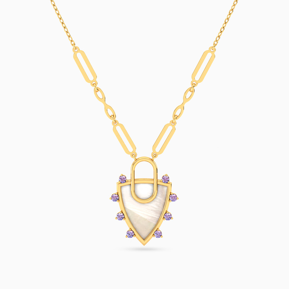 Abstract Colored Stone Necklace In 18K Gold Abstract Colored Stone Necklace In 18K Gold