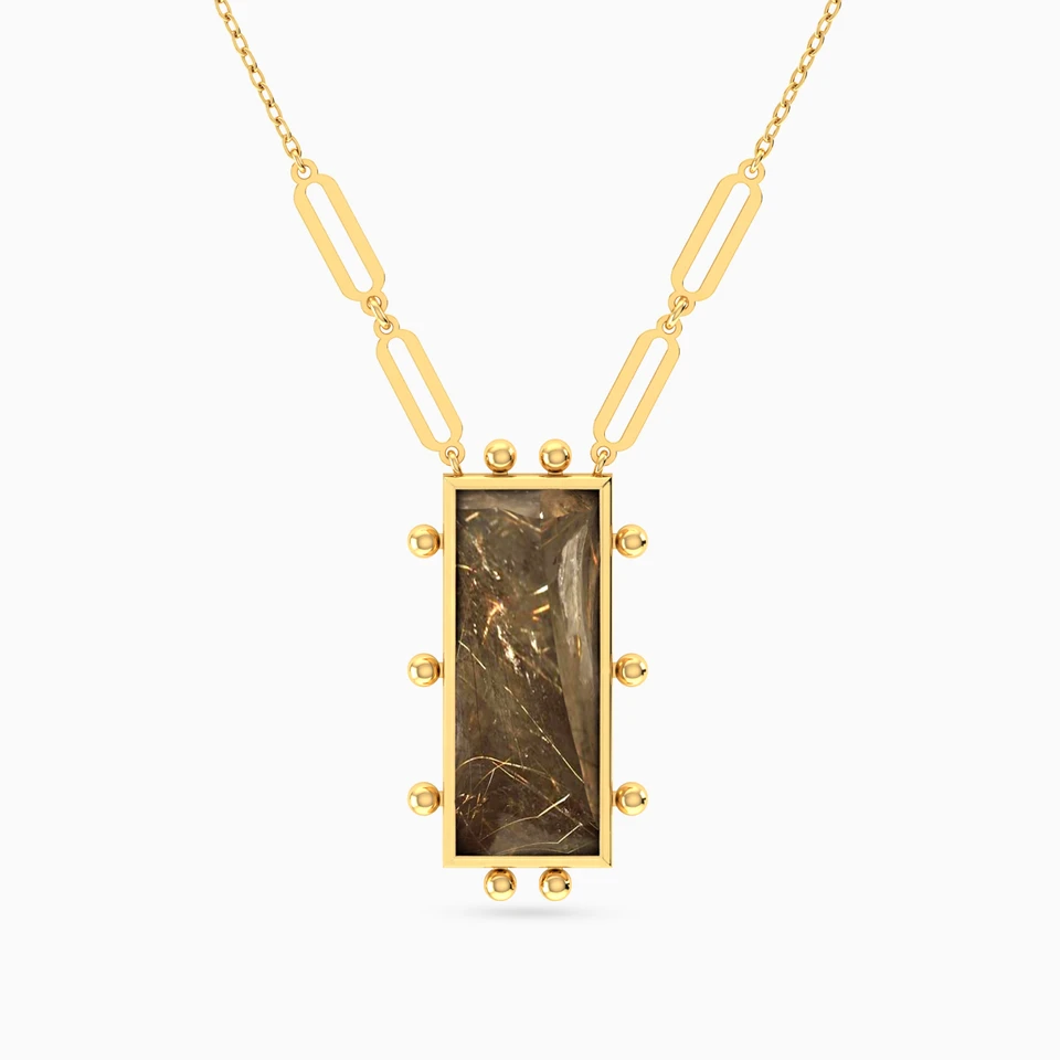 Rectangular Colored Stone Necklace In 18K Gold Rectangular Colored Stone Necklace In 18K Gold