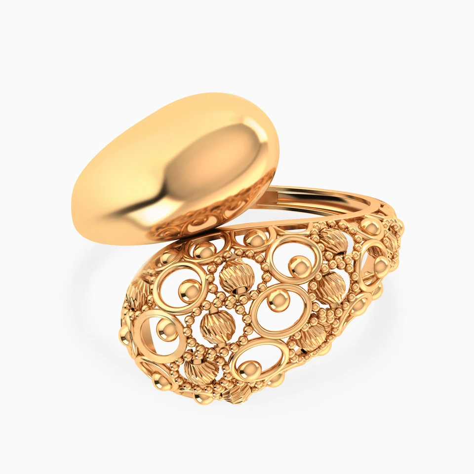 Net Design Bypass Ring In 21K Gold Net Design Bypass Ring In 21K Gold
