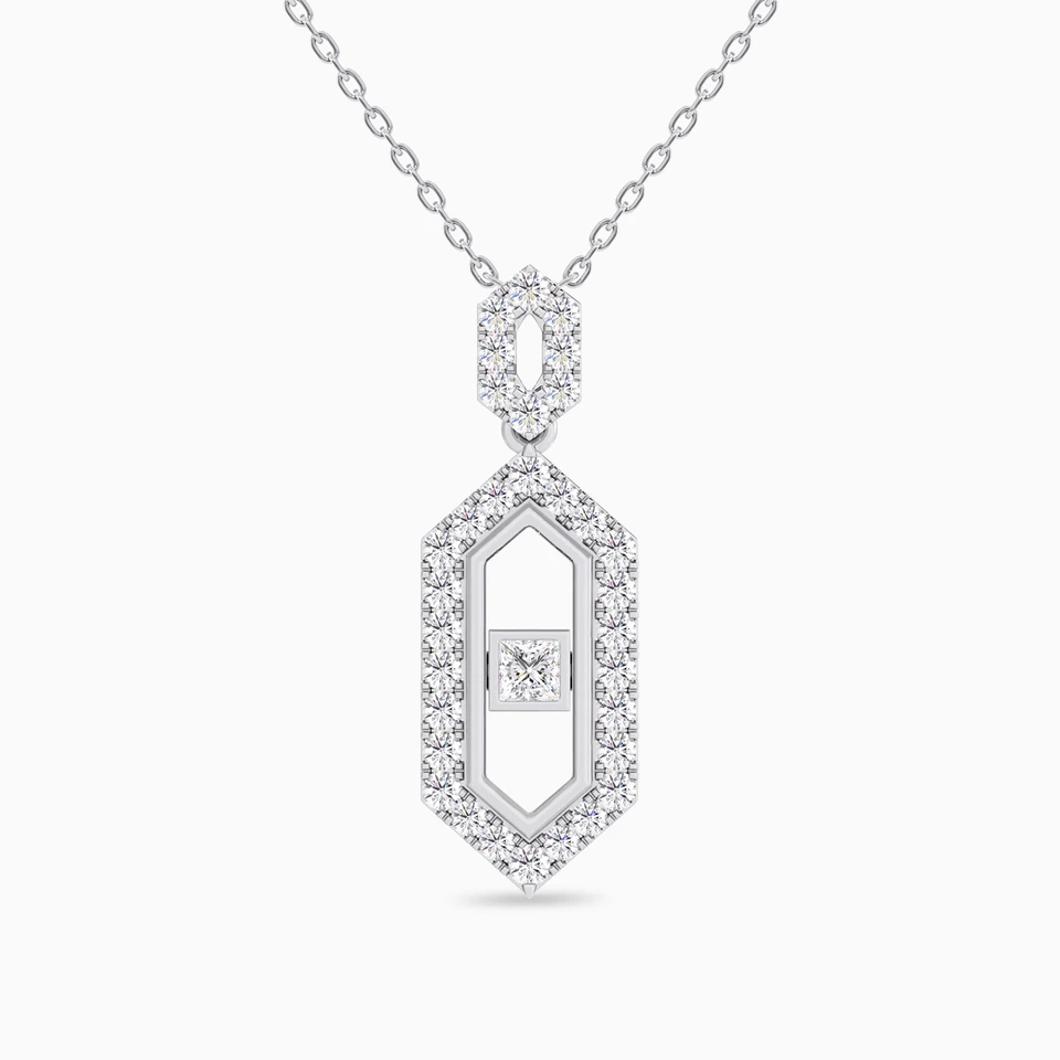 Hexagon Diamond Necklace in 18K Gold Hexagon Diamond Necklace in 18K Gold